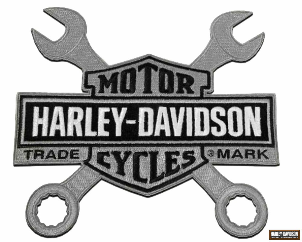 Harley Davidson® Embroidered Wrenches Bar & Shield Logo Patch 8 Inches