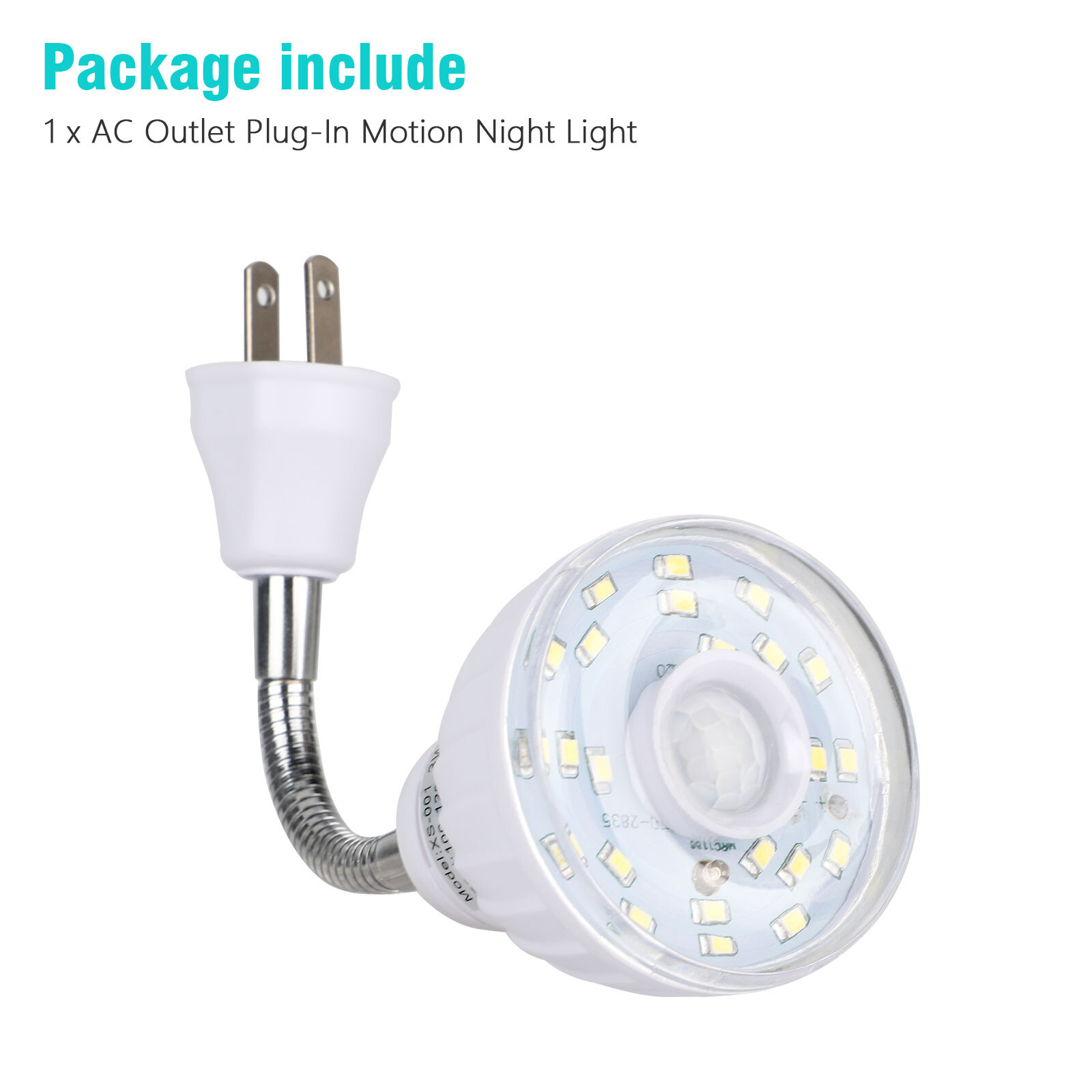 LED Motion-Activated Sensor Night Light AC Outlet Plug-In Indoor Wall Stair Lamp