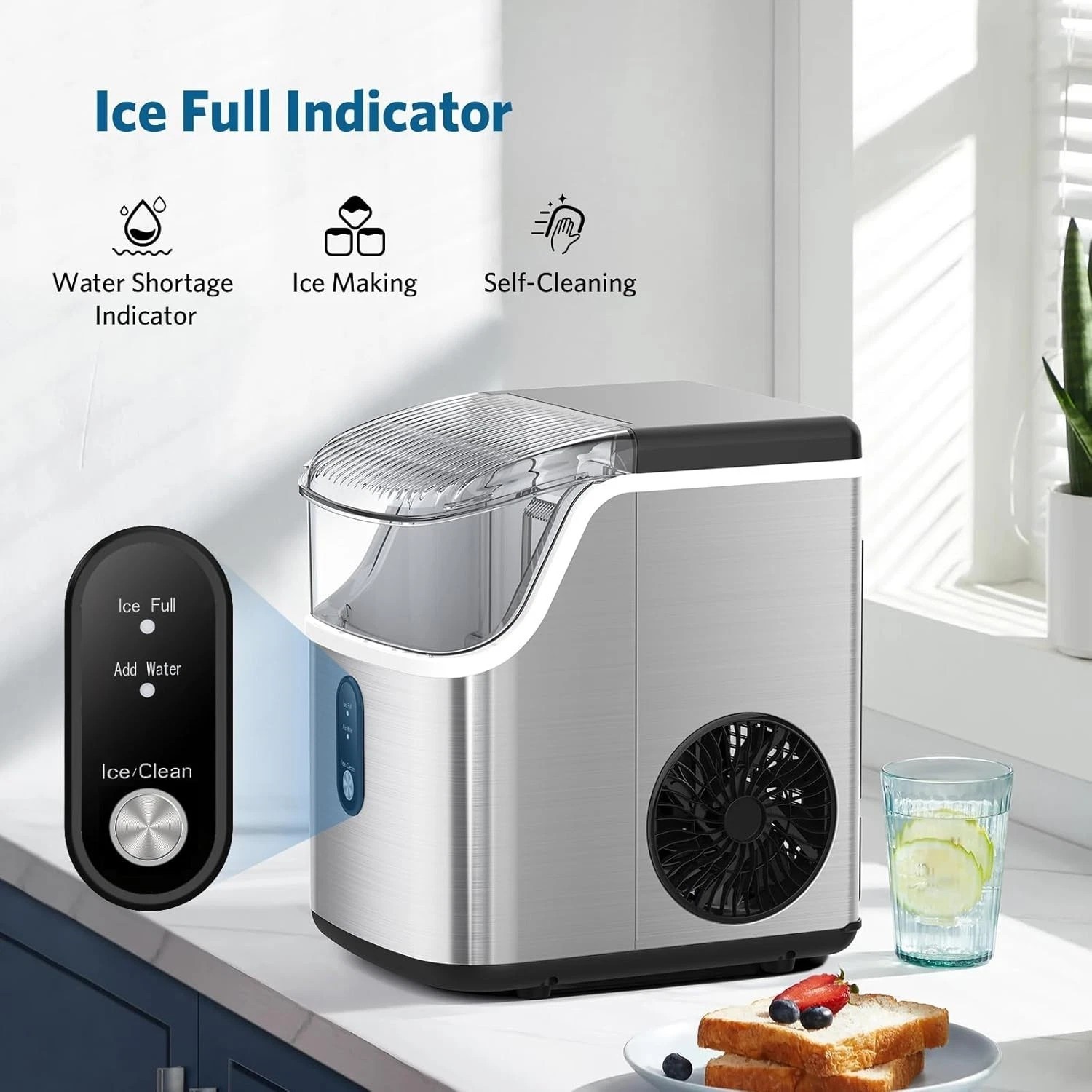 Nugget Ice Makers Countertop Soft Chewable Pellet Ice Machine