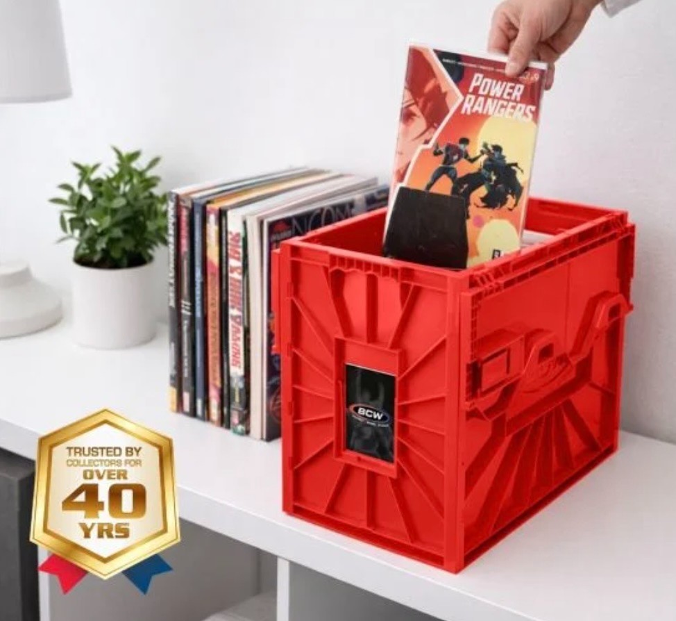 BCW Short Comic Bin Stackable w/ Locking Lid (Red Plastic) - FREE Shipping!