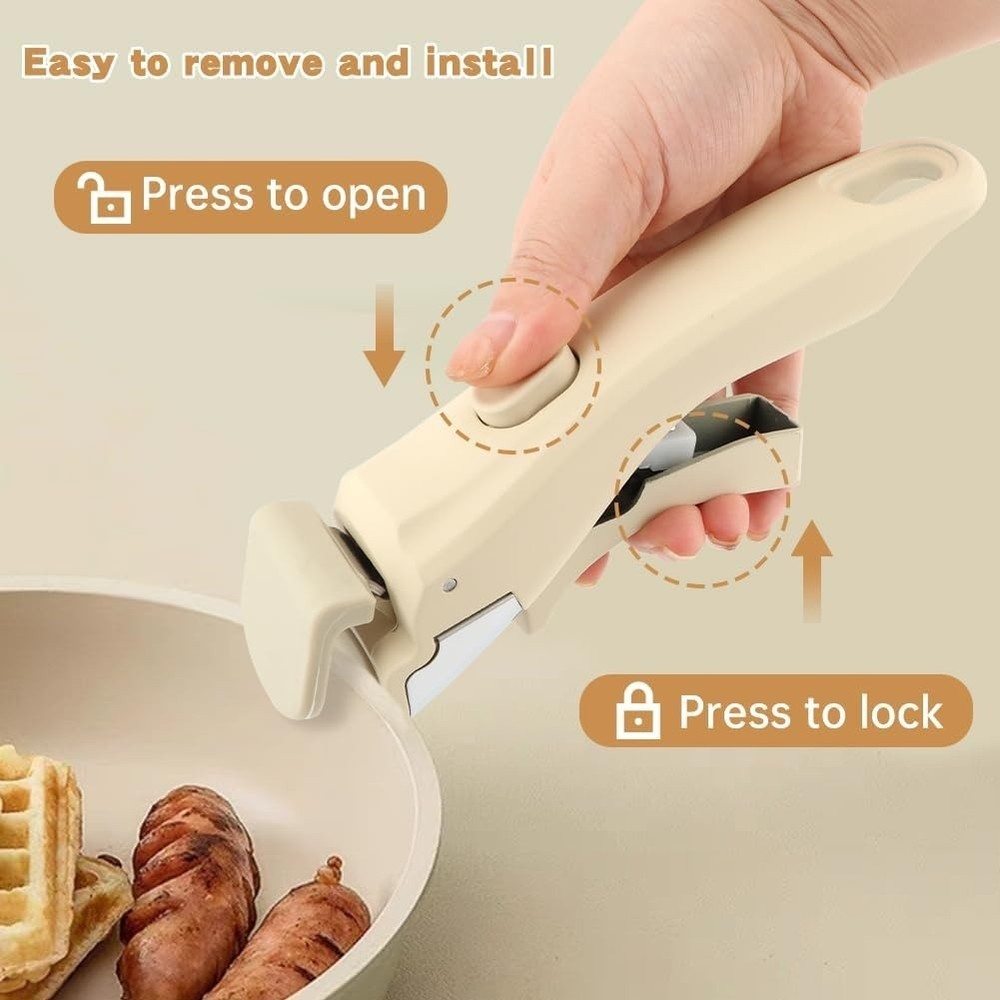 Universal Removable Handle Detachable Pan Pot Gripper Replacement Silicone White