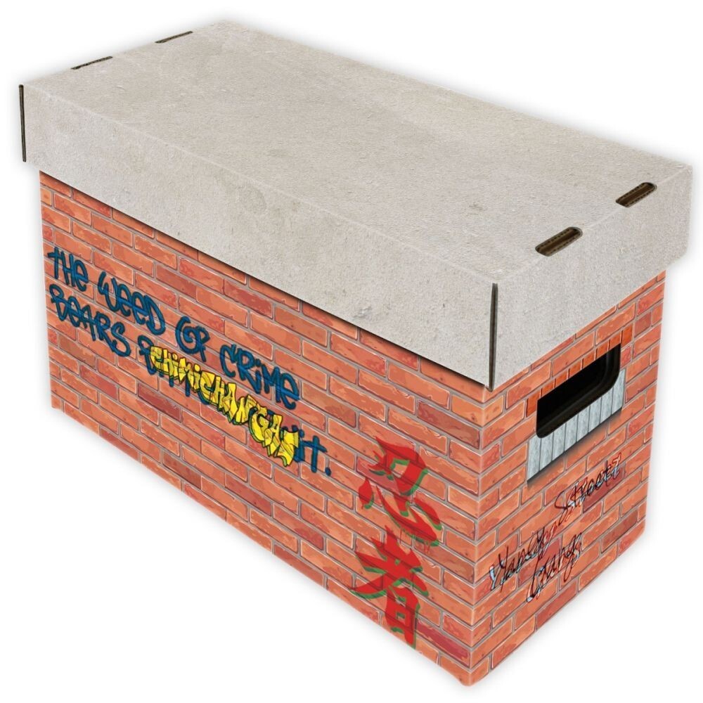 BCW Short Cardboard Comic Book Storage Box with Brick Graffiti Art Design