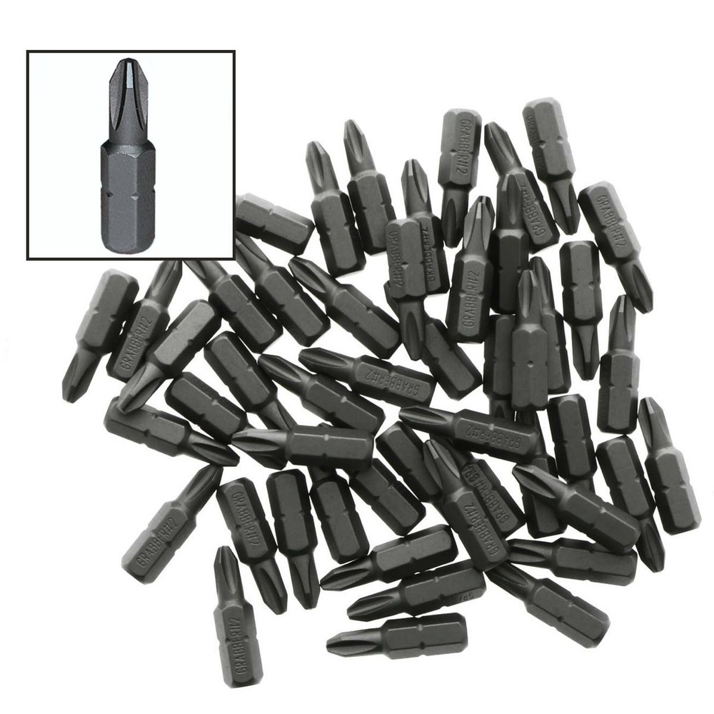 Grabber #2 Reduced Phillips Drywall Screw Driver Bit Tips (50-Pack)