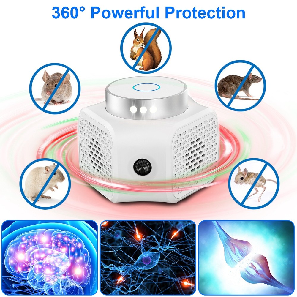 360° Ultrasonic Mouse Repellent Squirrel Repeller Rodent Detector Rat Deter US