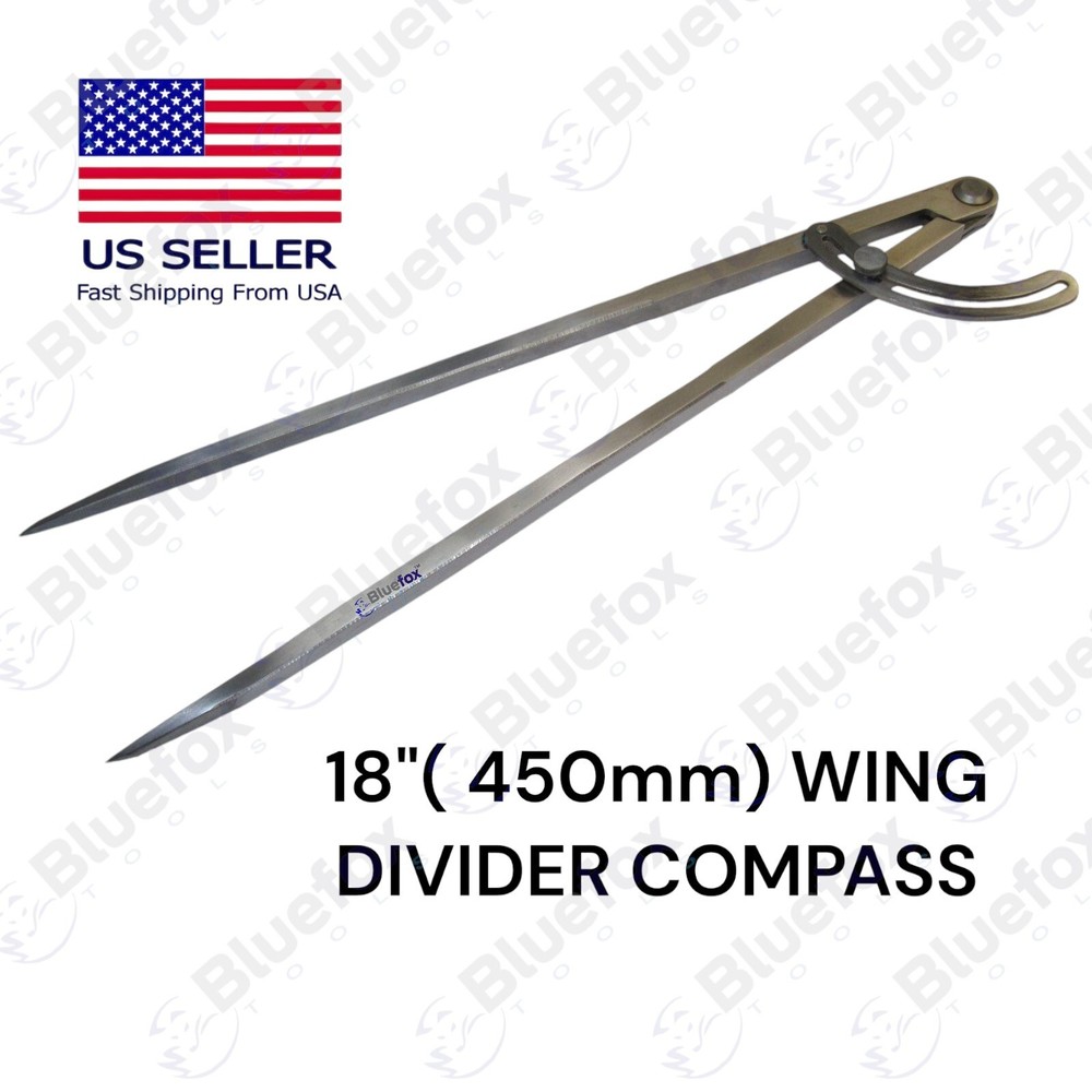 18" Divider Calliper Wing Compass Metal Marking Circles Engineering Tool Bluefox