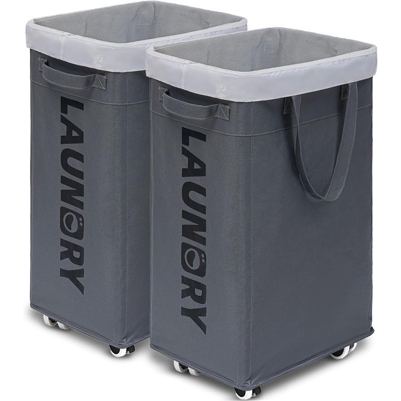 Lightweight Rolling Laundry Hamper W/ Removable Mesh Bag Sturdy Handle 4 Wheels
