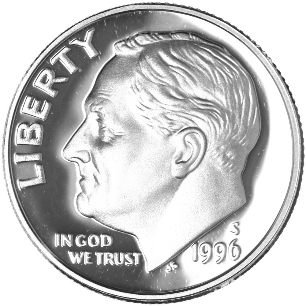 1996 S Roosevelt Dime Gem DCam Proof 90% Silver