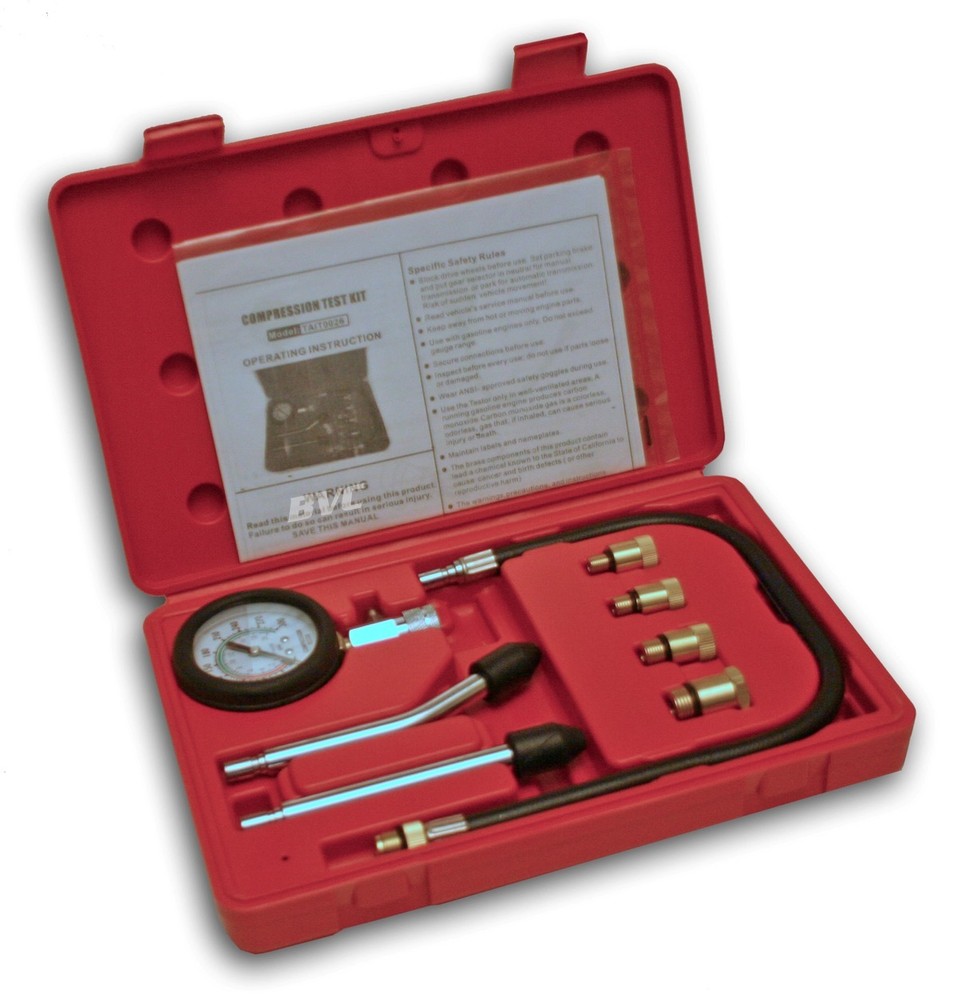 8 PC Compression Tester Kit - 300 PSI Automotive Compression Test Set 6 adapters