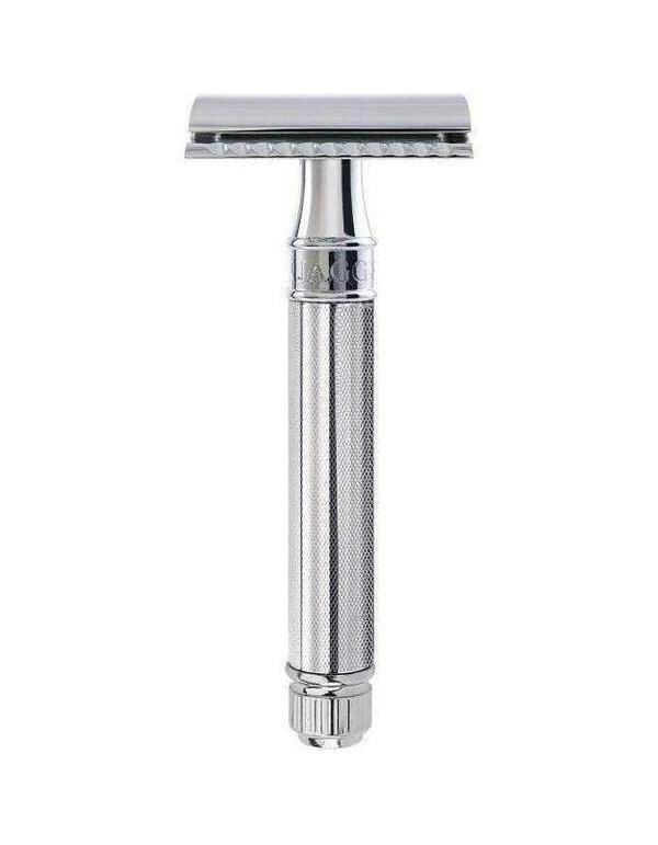 Edwin Jagger DE Safety Razor, 'Extra Grip' Handle, Knurled Chrome