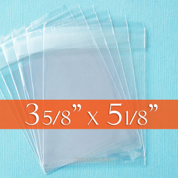 100 Clear Cello Bags, 3 5/8" x 5 1/8" [A1 Card]; Resealable OPP Poly Cellophane