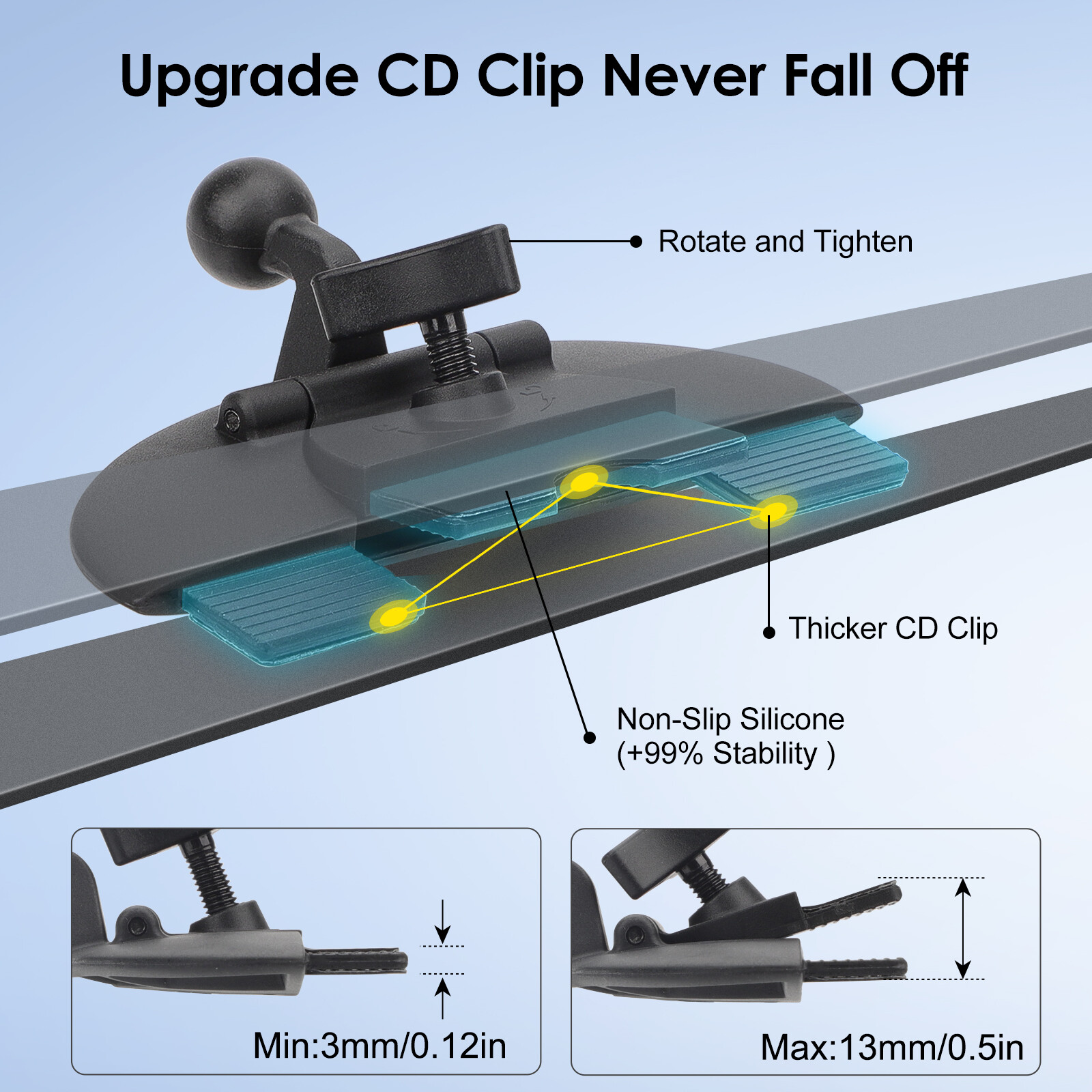 CD Slot Tablet Cellphone Holder CD Player Car Mount Cradle for 4.7-12.9" Devices