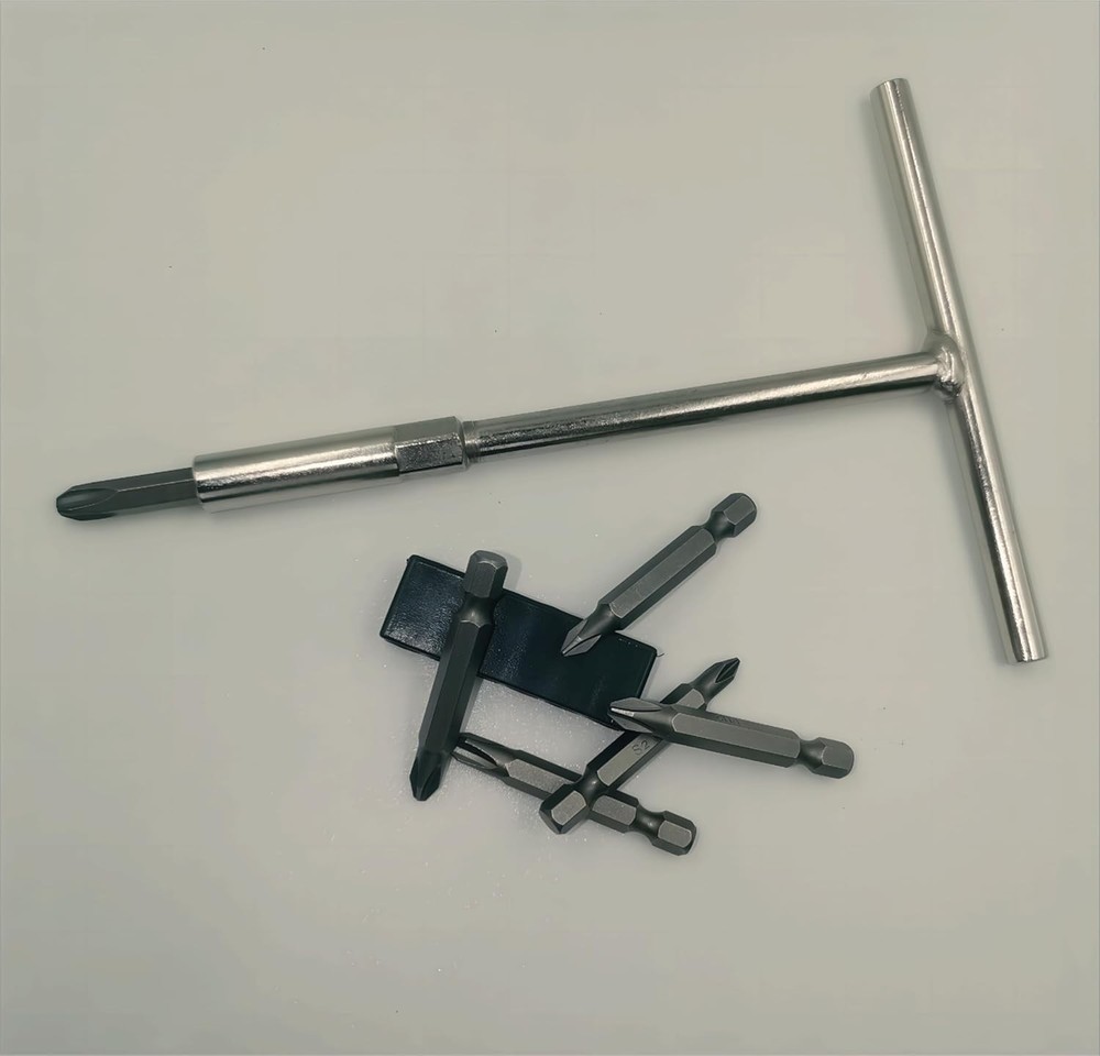 T-Handle Wrench & JIS Screwdriver Set - Includes 6 Silver White, Gray