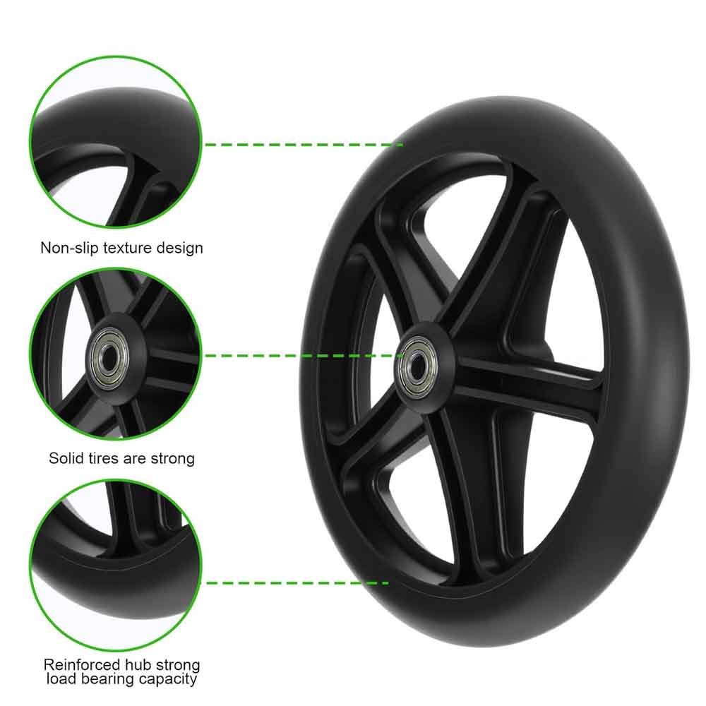4Pcs 8 Inch Walker Wheels Replacement Solid Anti Slip Rollator Wheel Set Black