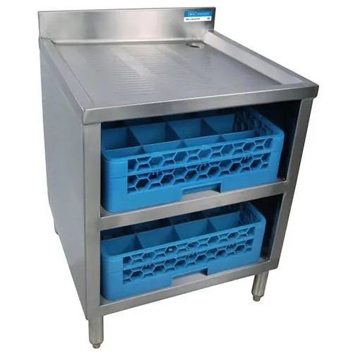 BK Resources Underbar Glass Rack w/ Drainboard Top and Open Front Base