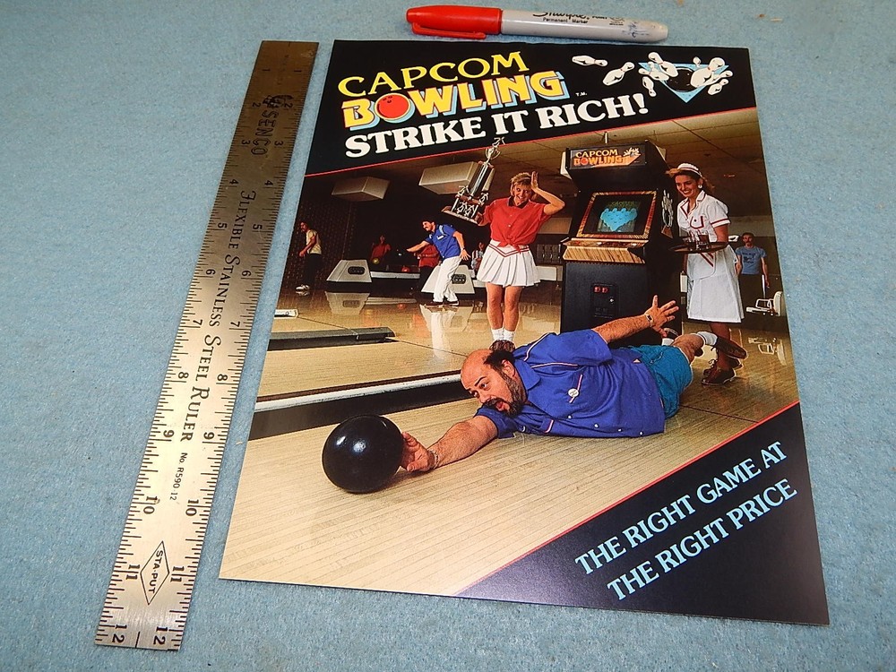1988 Capcom BOWLING video game advertising flyer