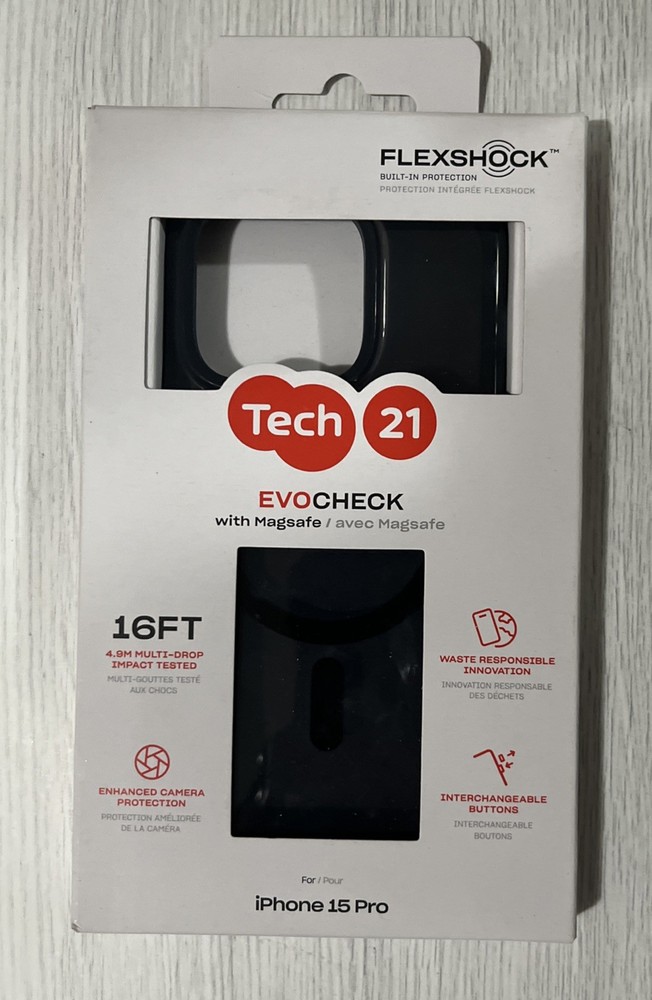 Tech21 EvoCheck MagSafe Flexshock Case For iPhone 15 Pro - Smokey/Black