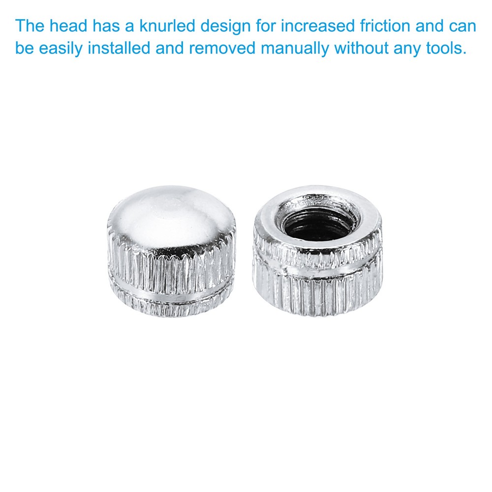 30pcs M6 Cap Nut Bolt Cover Screw Caps Insert Female Thread, Silver Tone
