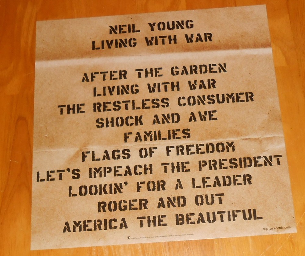 Neil Young Living with War Poster 2-Sided Flat 2006 Promo 12x12