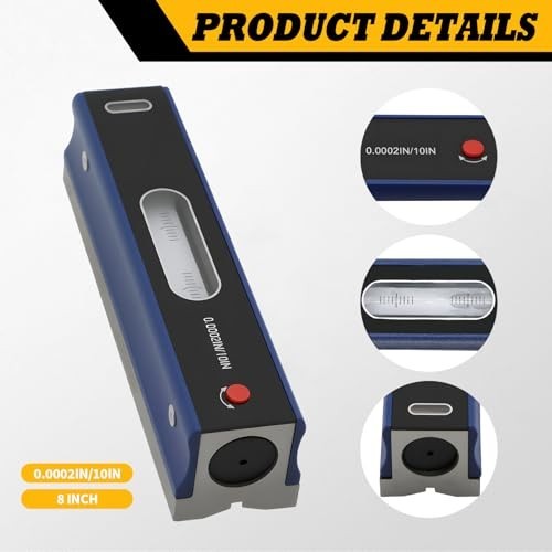 8" Precision Level Tool - 0.0002"/10" Accuracy for Straightness & Parallelism