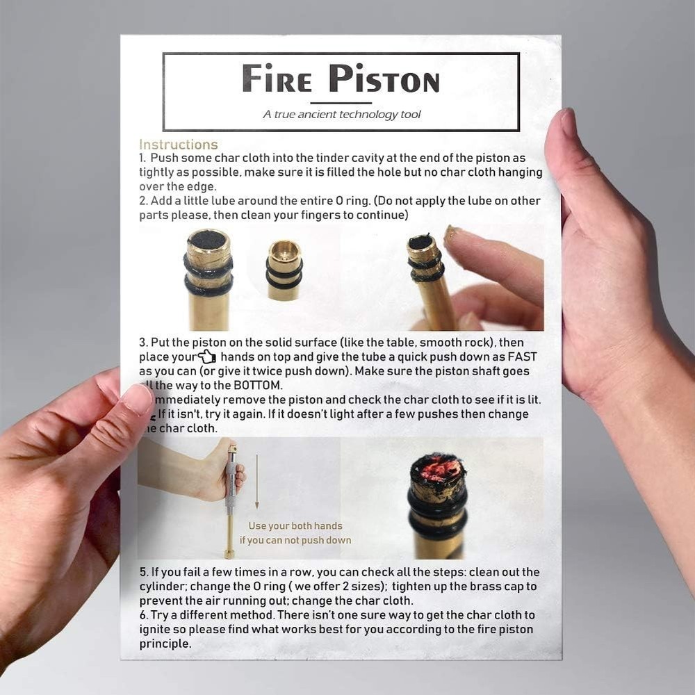 Metal Fire Piston Survival Camping Fire Starter Educational Kit