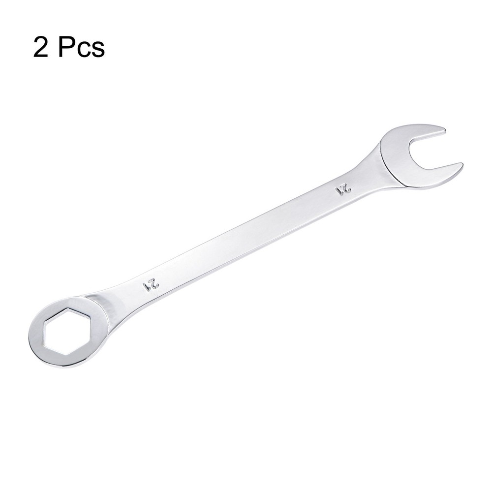2Pack 21mm Thin Combination Wrench with Offset 6-Point End Angled Open End Tool