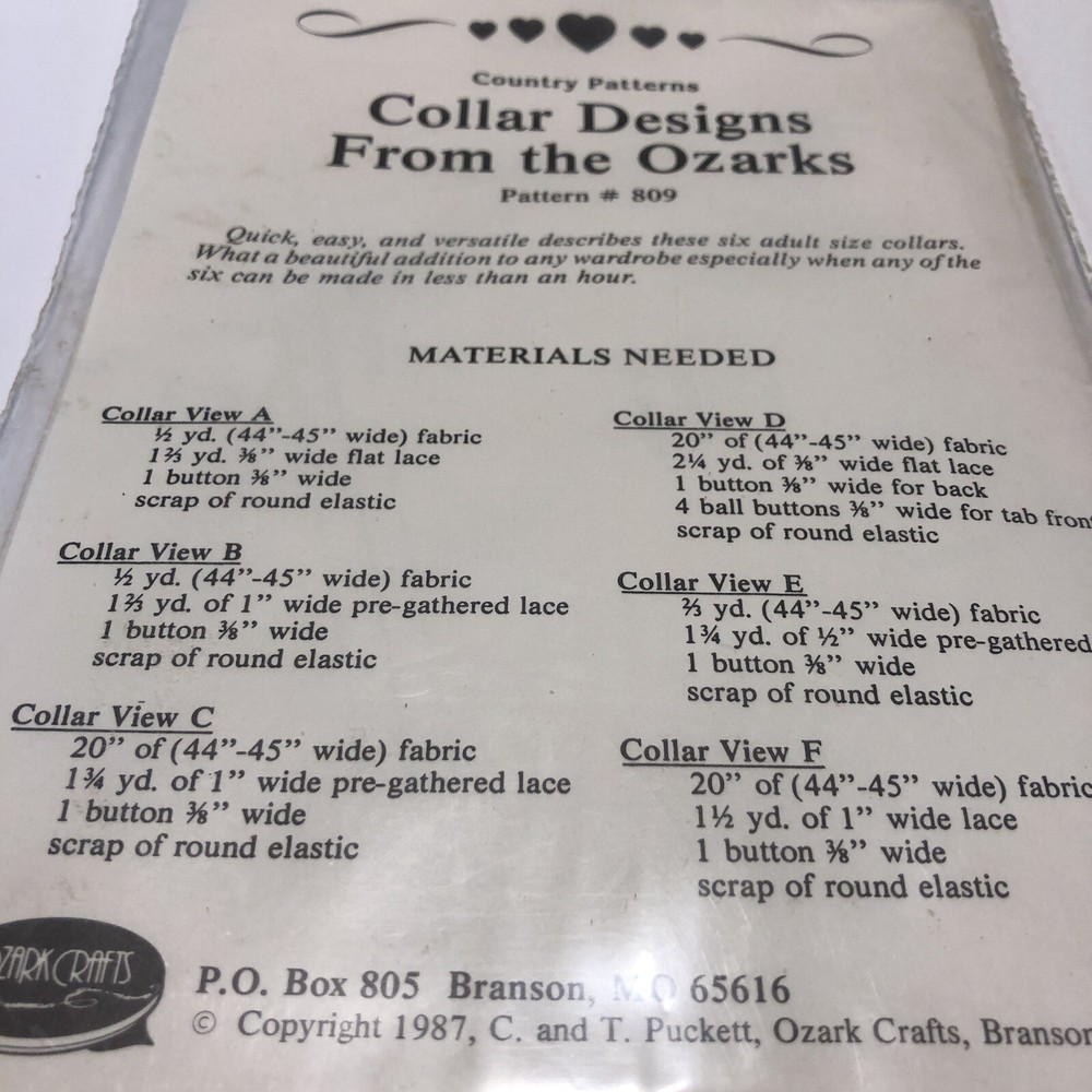 Ozark Crafts 809 Misses' Collar Designs