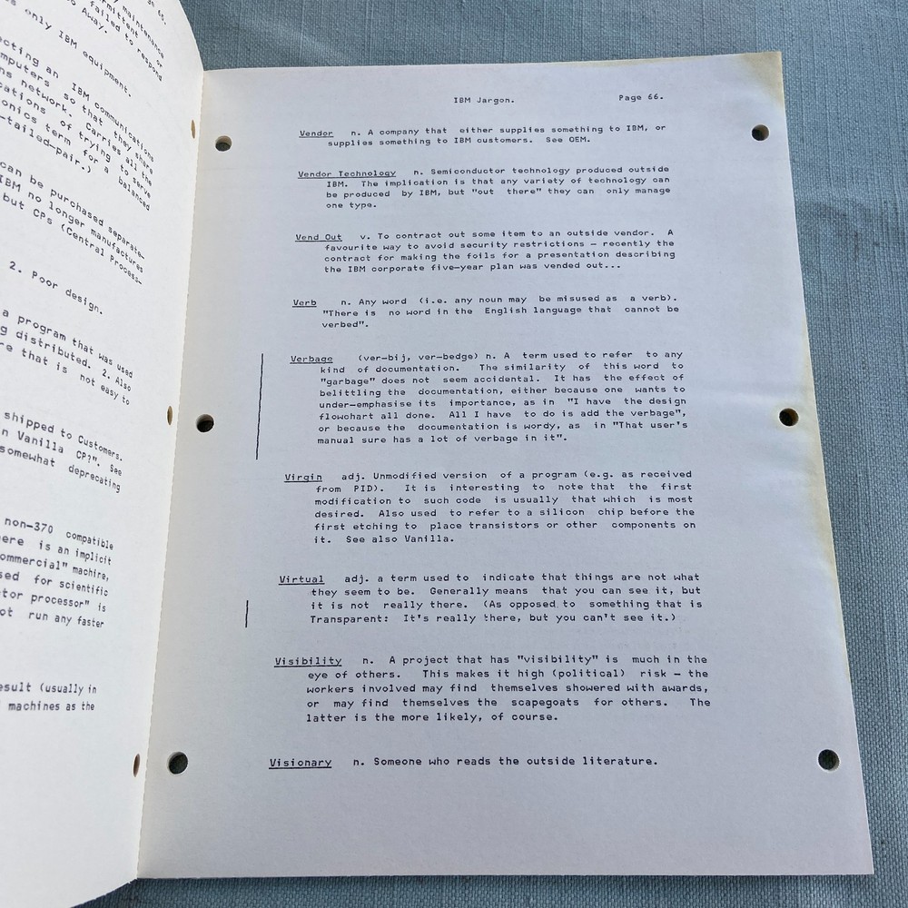 IBM Internal Document Jargon General Computing Dictionary Manual 6th Ed. 1983