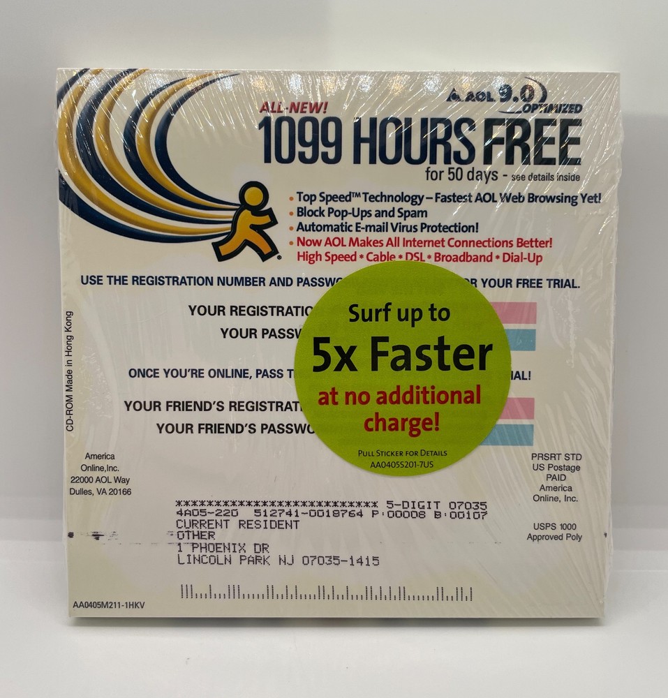 AOL 9.0 1099 HOURS FREE VINTAGE CD