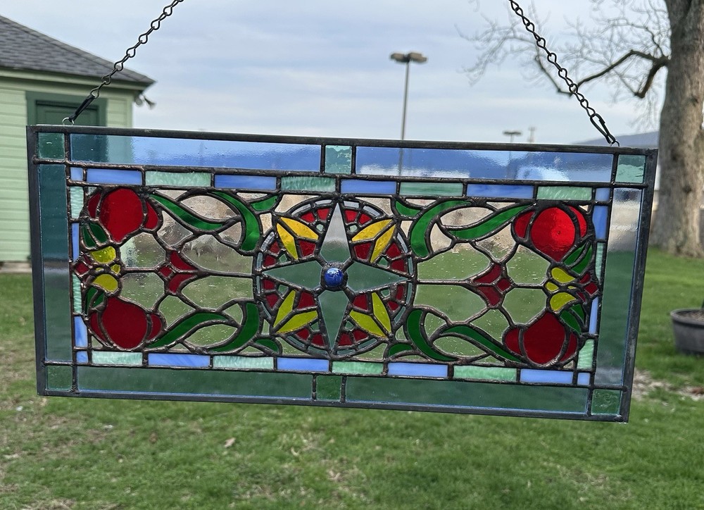 Handcrafted Compass Rose Stained Glass Panel