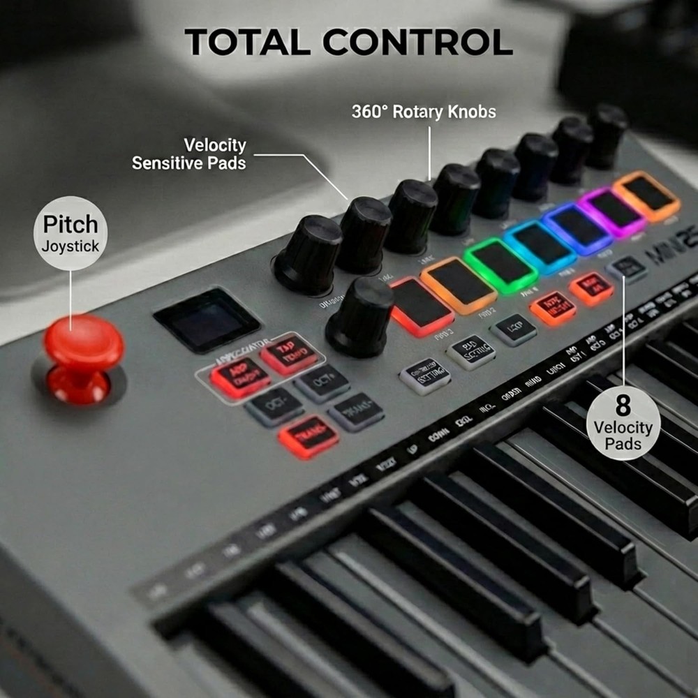RockJam 25 Key Bluetooth Midi Keyboard, 25 Key Midi