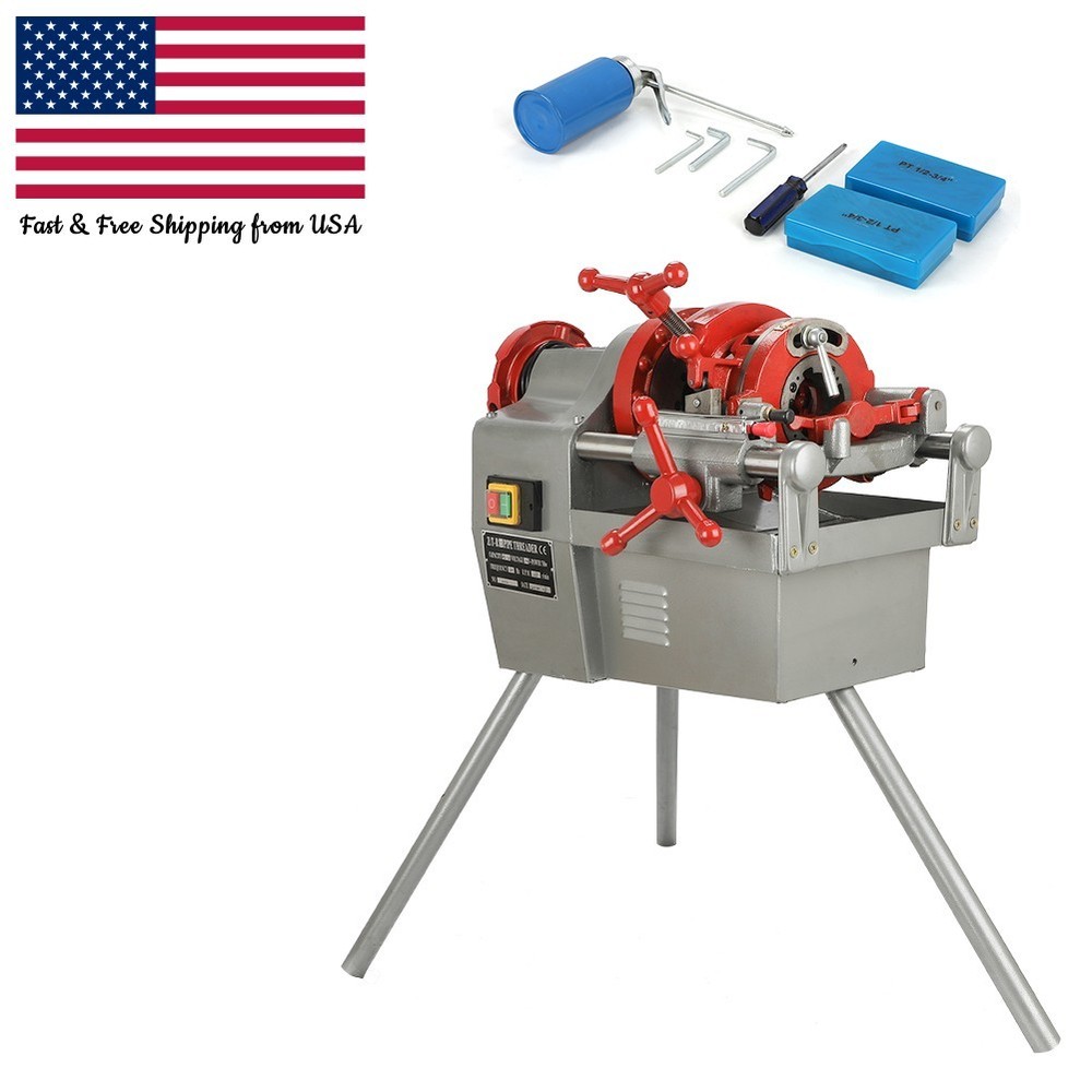 Electric Pipe Threader Machine 1/2"-2" Pipes with Quick Opening Die Head