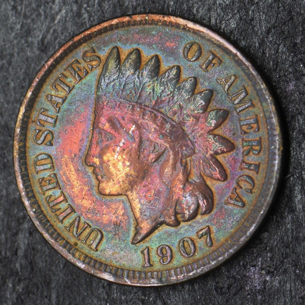 1907 "Toned" Indian Head Cent 1C- COINGIANTS -