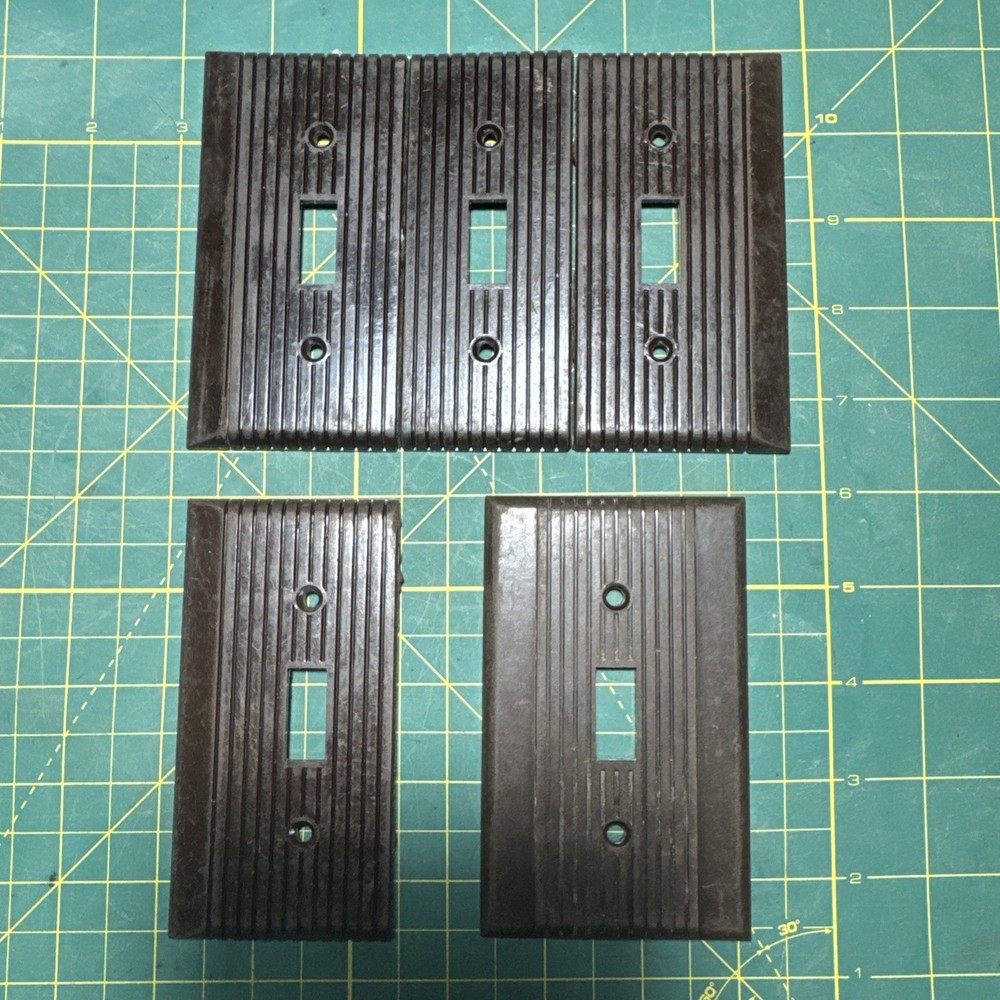 Lot Of Modular Brown Ribbed Bakelite Monowatt Partial Switch Plates