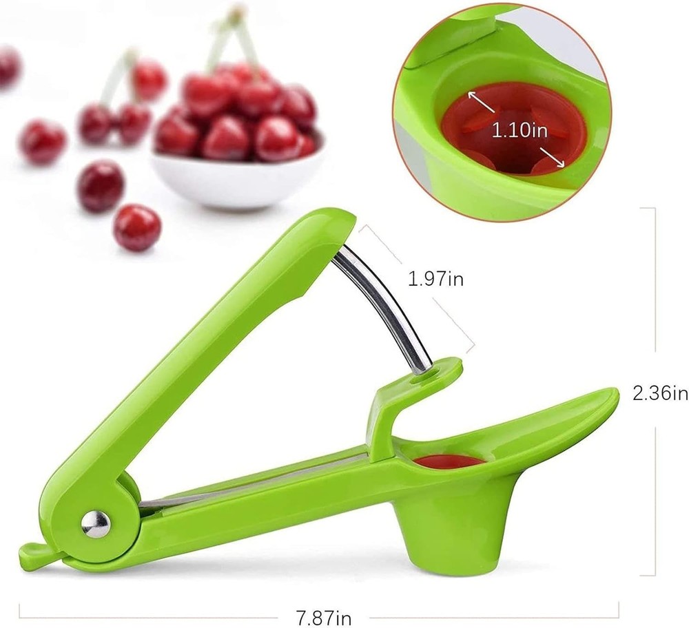 Stainless Steel Multi-Function Olives & Cherry Pitter Tool with Lock Green