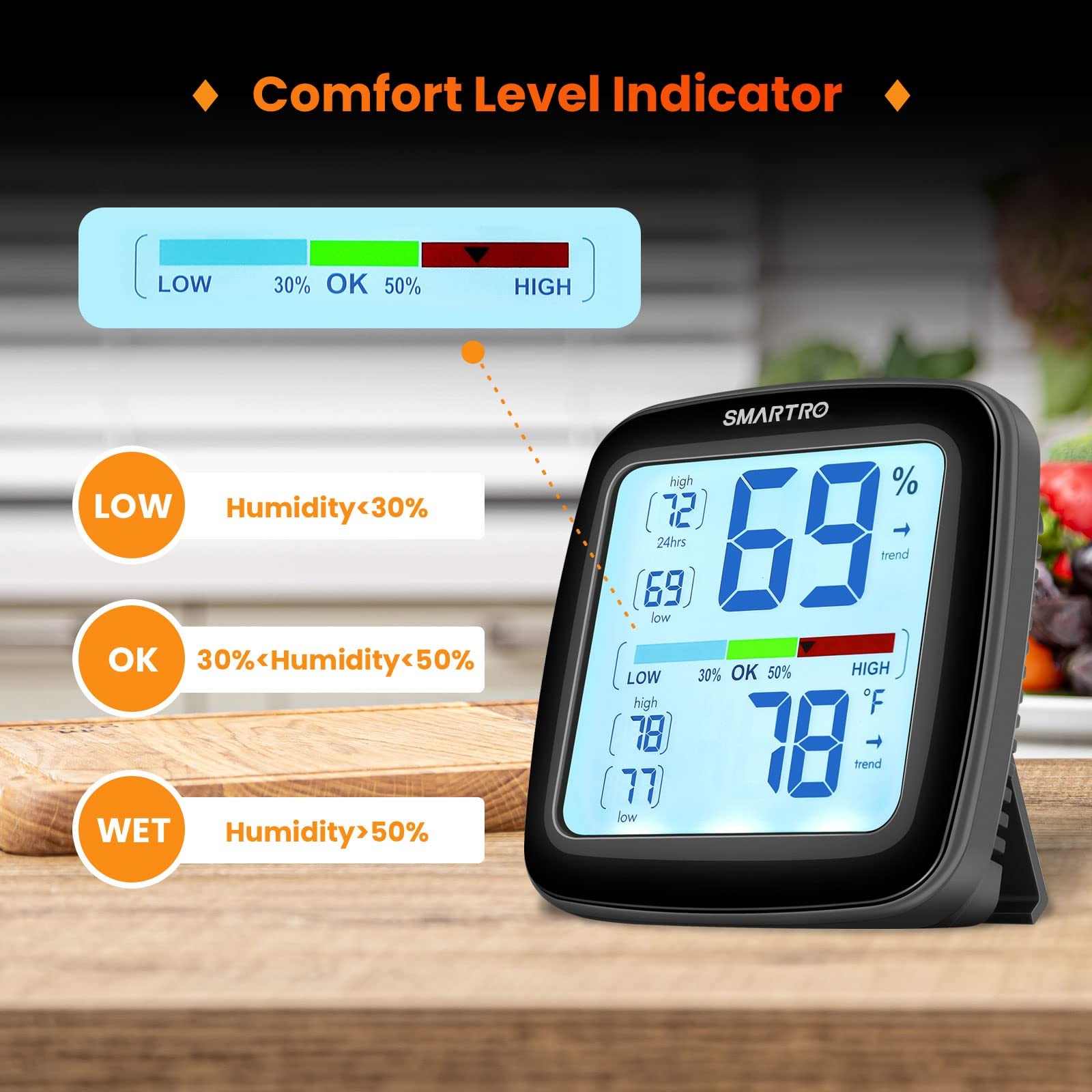 SMARTRO SC42 Professional Digital Hygrometer Indoor Thermometer Room black