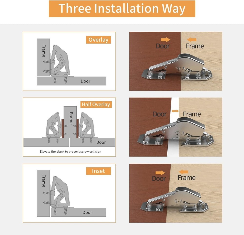 Satin Nickel Soft Close Spring Hinges - 20 Count, Quick Install, Durable Design