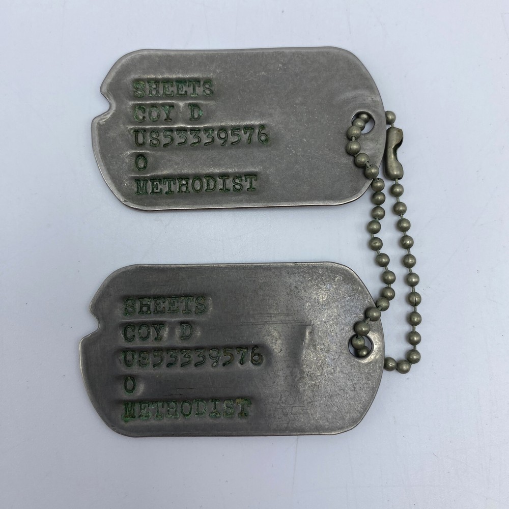 Korean War Era Notched US Military Dog Tags Coy D Sheets Enlisted Draftee