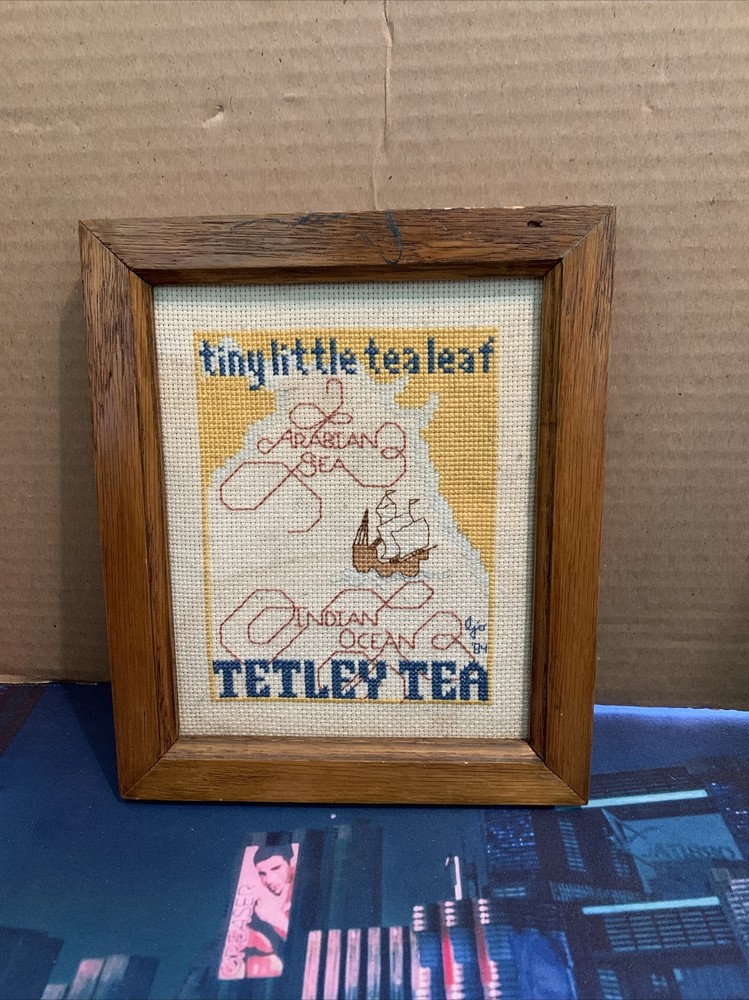 Tetley Tea Advertisement Cross Stitch Framed