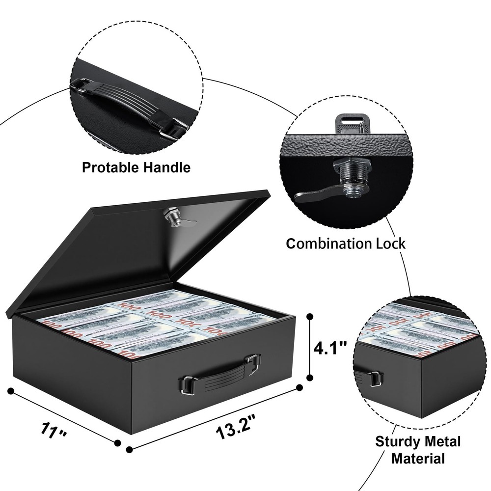 Fireproof Document with Key Lock & Fireproof Money Bag, Large Safe Storage fo...