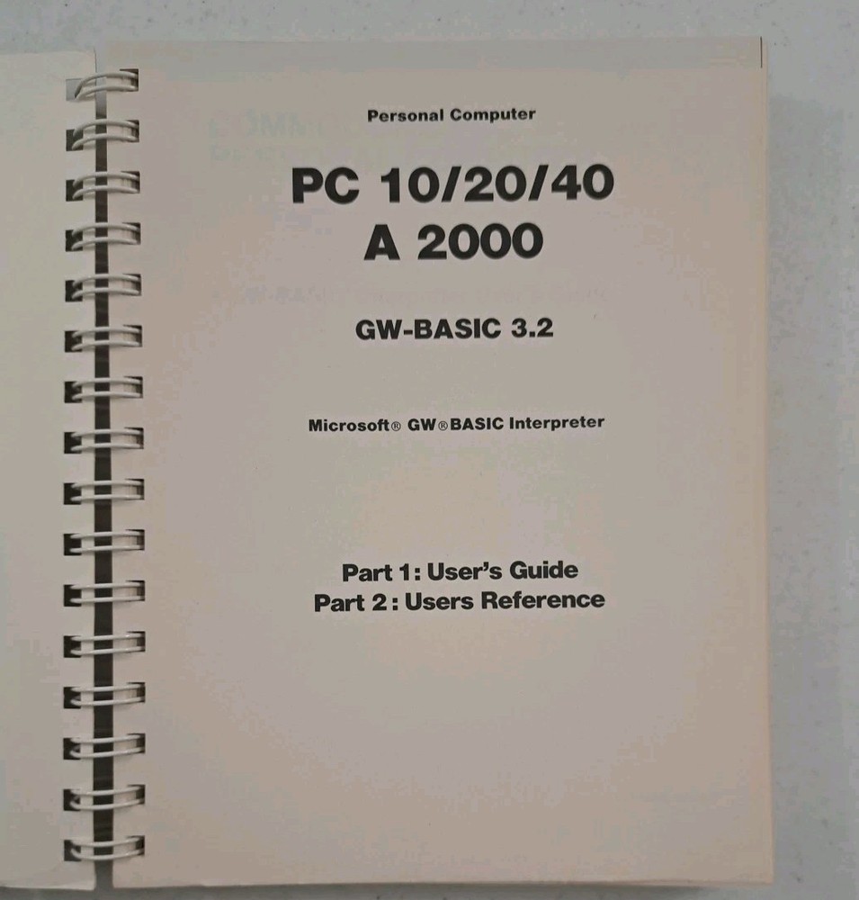 VTG 1986-User's Guide PC 10/20/40 A 2000-GW-Basic 3.2 Commodore