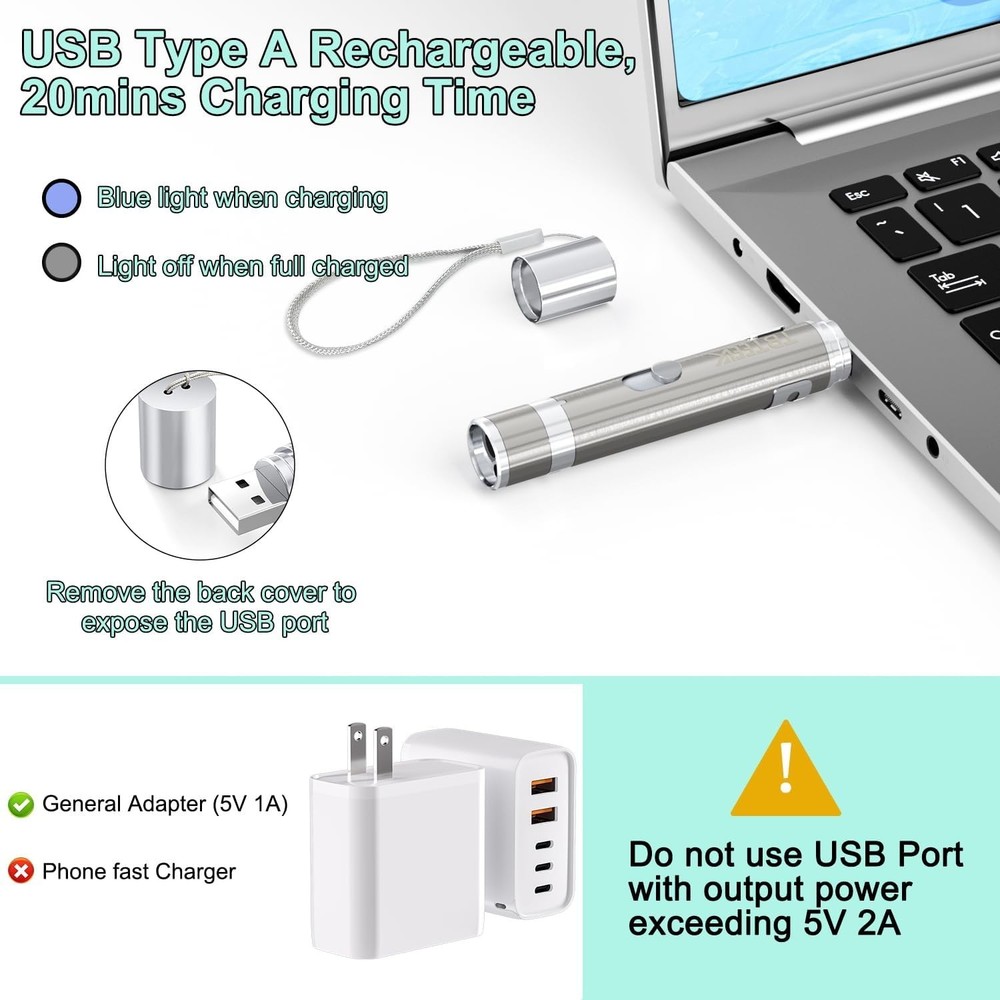 Cat Toys, Rechargeable, 3 Light Modes & 5 Fun Patterns, Portable Interactive Kit