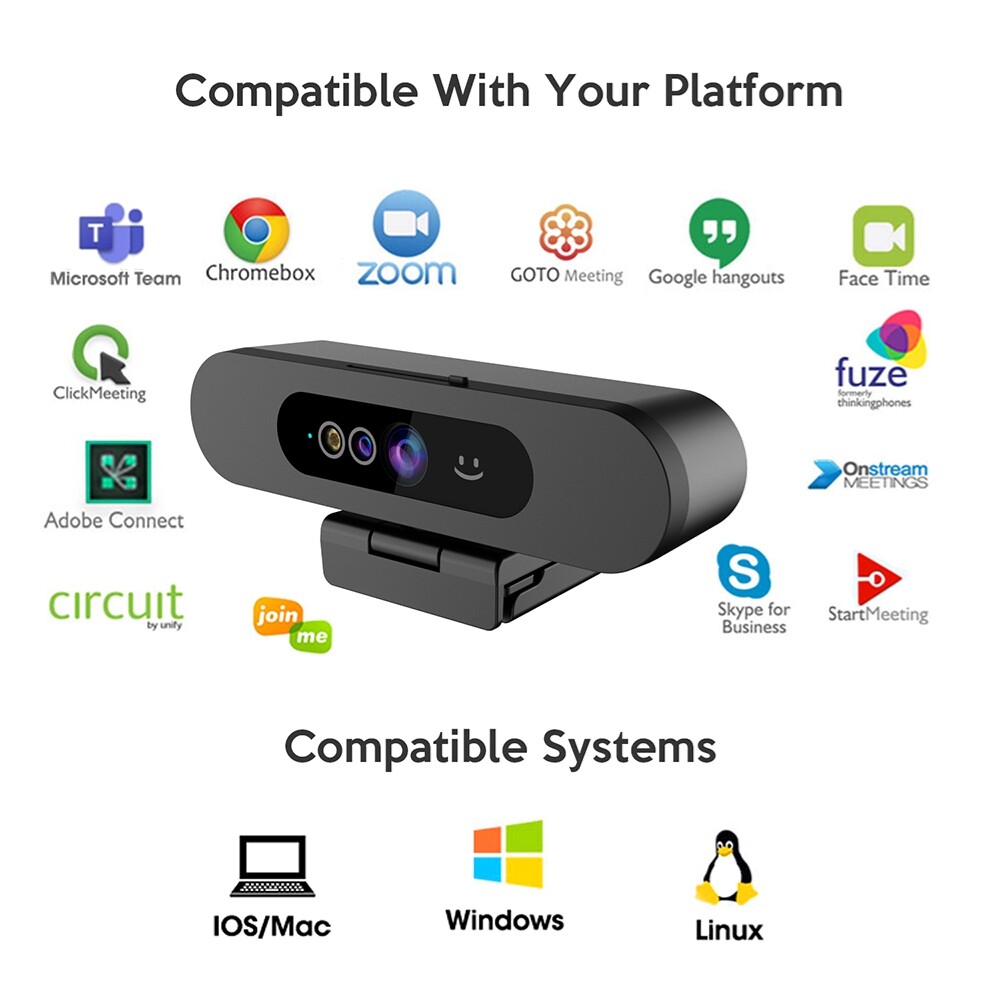 TOALLIN 1080P HD USB Webcam Windows Hello Compatible with Wide-Angle View