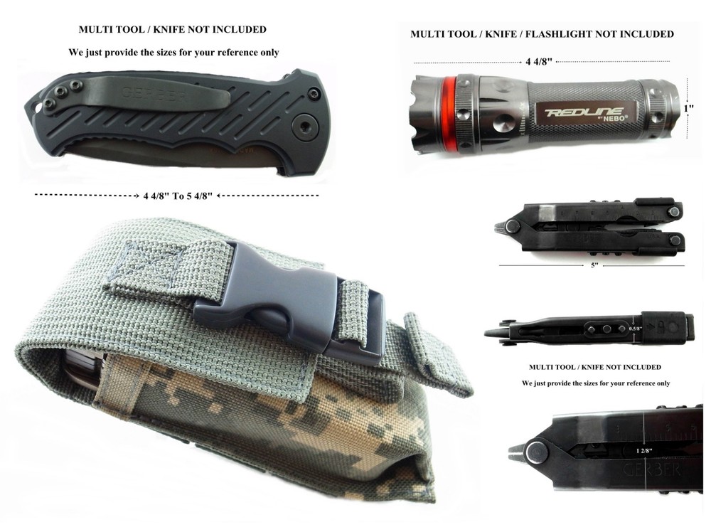 1 ACU DIGITAL Colored Nice Pouch For Buck, Gerber 600 Multi Tool, Folding Knife