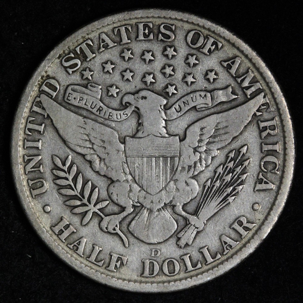 1915-D Barber Silver Half Dollar VF E328 GAHH