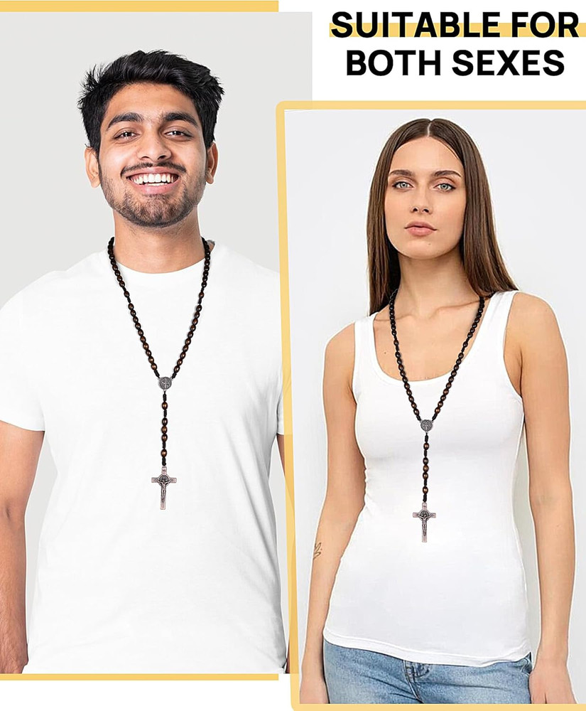 Rosary Cross Crucifix Handmade Wooden Beads Catholic Christian Traditional Style