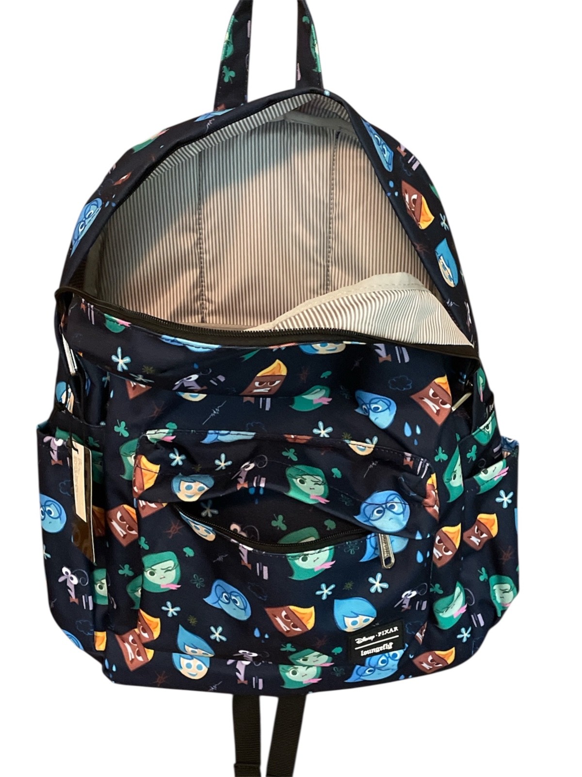 NEW Disney Pixar Loungefly Backpack Inside Out AOP Emotions Navy Blue Nylon