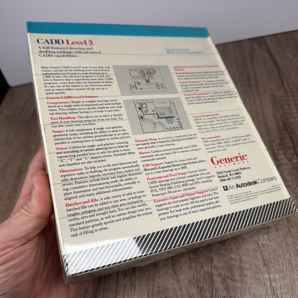 IBM PC Generic 3D Drafting CADD Level 3 VINTAGE Software SEALED
