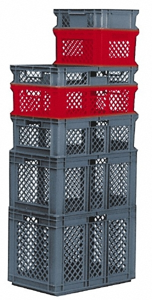 SSI Schaefer Open Top Stacking Tote, 0.38 Cu Ft, Red Polypropylene