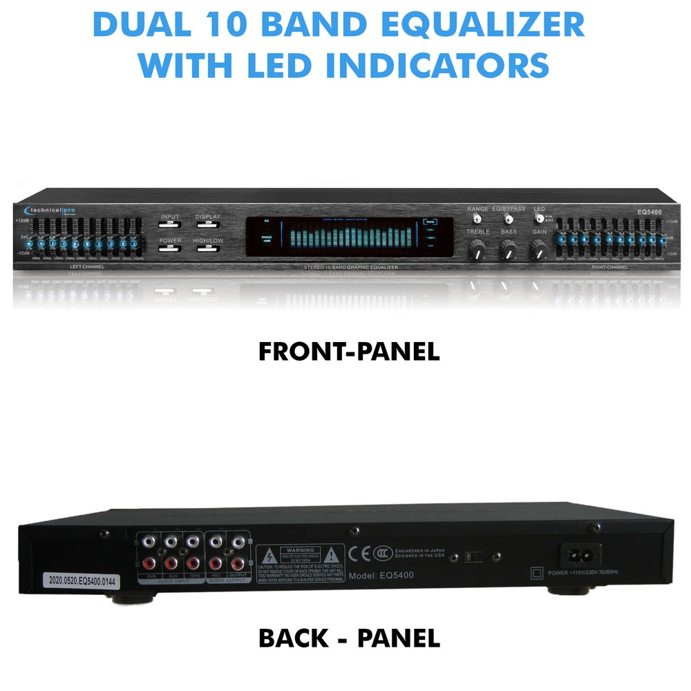 Professional Dual 10 Band Equalizer with Individual LED Indicators
