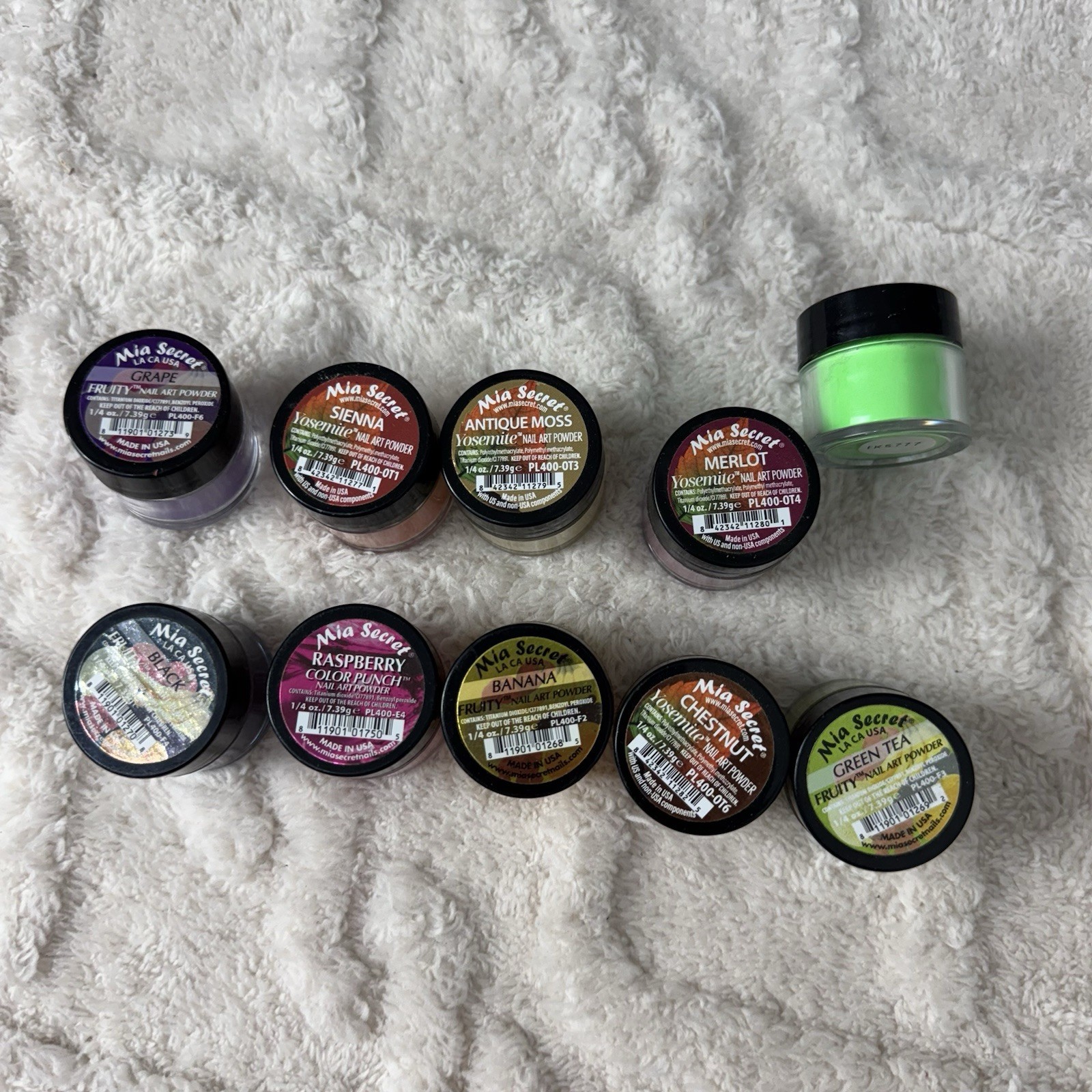 Mia Secret Nail Art Acrylic Professional Powder 10 Colors Sets-Neon Pastel Mixed